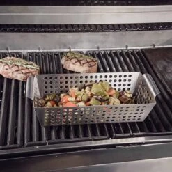 SANTOS Gemüsekorb S / Grillwok Edelstahl, 31,5 X 13,5 cm -GrillMeister Geschäft 01b9802ac6d785ad4f9025f3a7956815