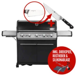 SANTOS S-518 Mit Seiten- Und Heckbrenner, Schwarz, Inkl. Drehspieß, Rostheber & Silikonablage & Graviertes ZWILLING Pro Messer -GrillMeister Geschäft c2c6f601fb16f5e882f916e89f140c77