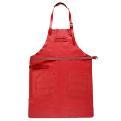 Feuermeister Lederschürze Rot Gr. 1, Mit 2 Taschen