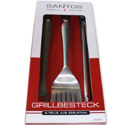 SANTOS 3-teiliges Grillbesteck, Edelstahl -GrillMeister Geschäft santos 3 teiliges set grillbesteck wender fleischgabel grillzange edelstahl 9f039bc476e77eb3f5ade3f9a11cd789