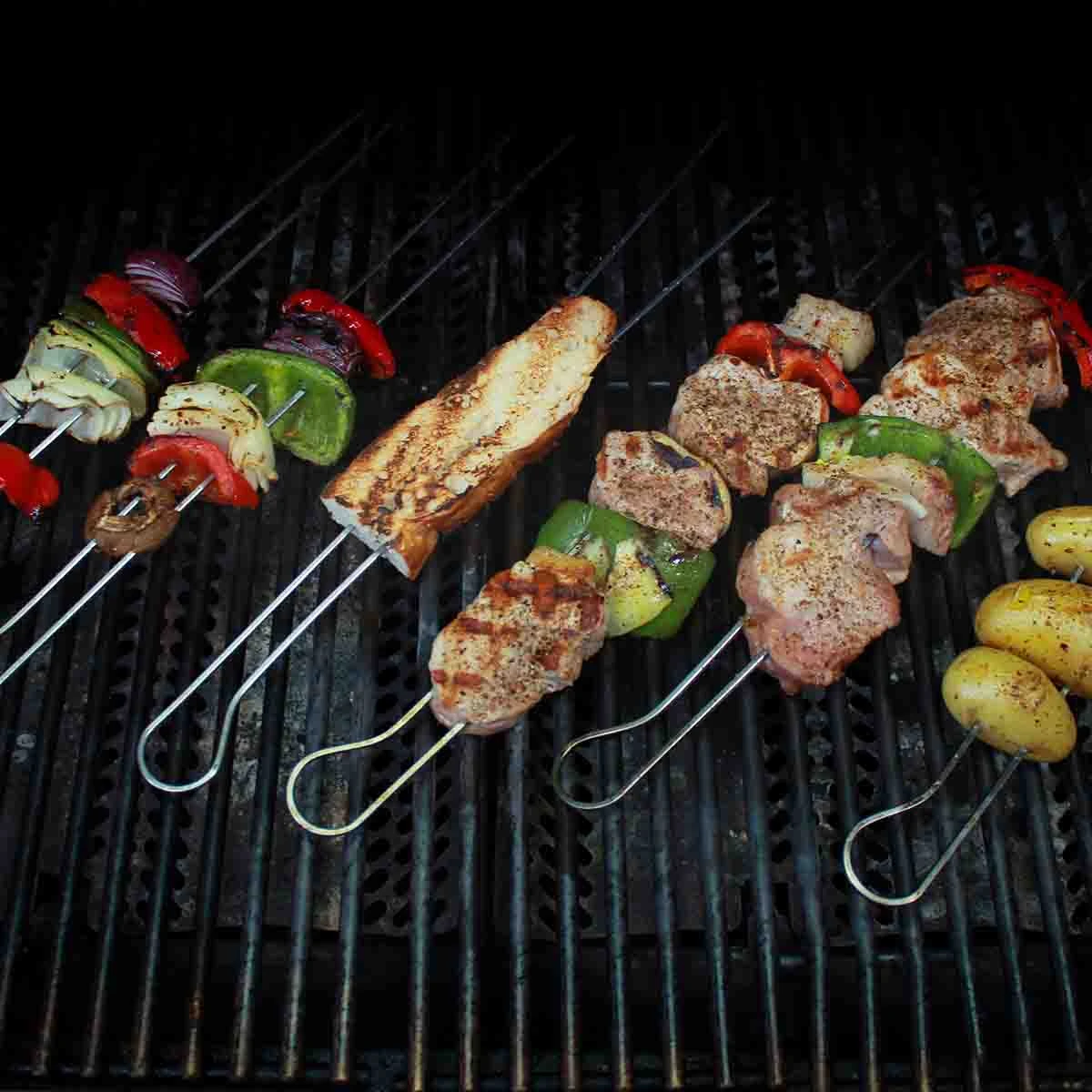 SANTOS Edelstahl Doppelspieße 8 Stück 4 SANTOS Edelstahl Doppelspieße 8 Stück – Bild 2