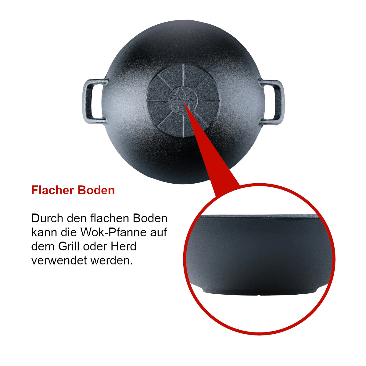 SANTOS Gusseisen Wok, Ø 32 Cm 8 SANTOS Gusseisen Wok, Ø 32 Cm – Bild 6