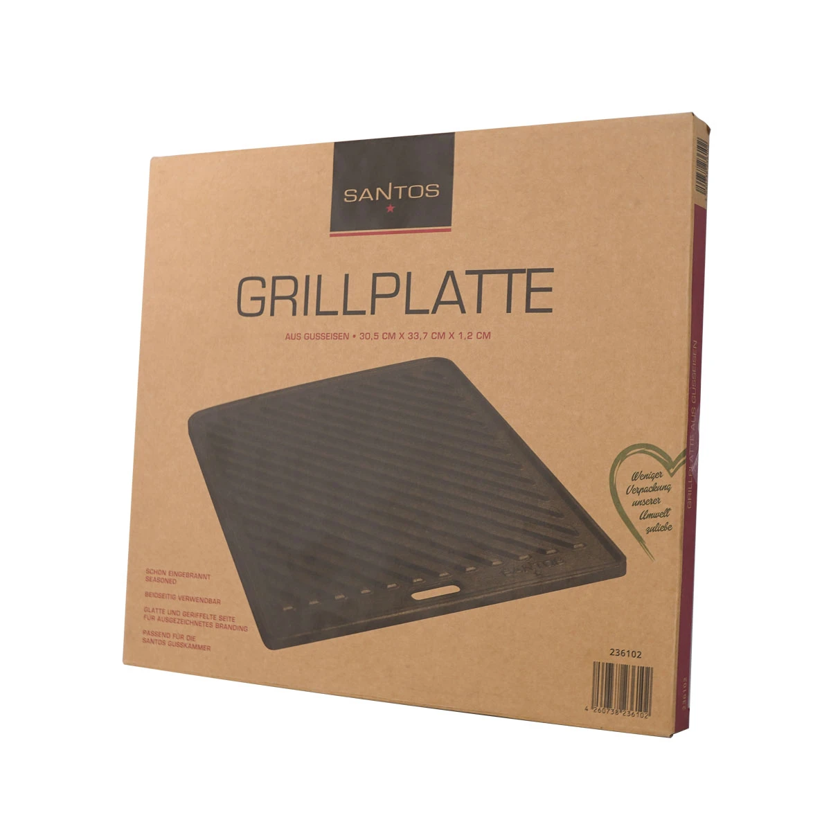 SANTOS Wende-Grillplatte Gusseisen, 30,5 X 33,7 Cm 4 SANTOS Wende-Grillplatte Gusseisen, 30,5 X 33,7 Cm – Bild 2