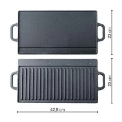 SANTOS Wende-Grillplatte Gusseisen, 42,5 X 23 Cm