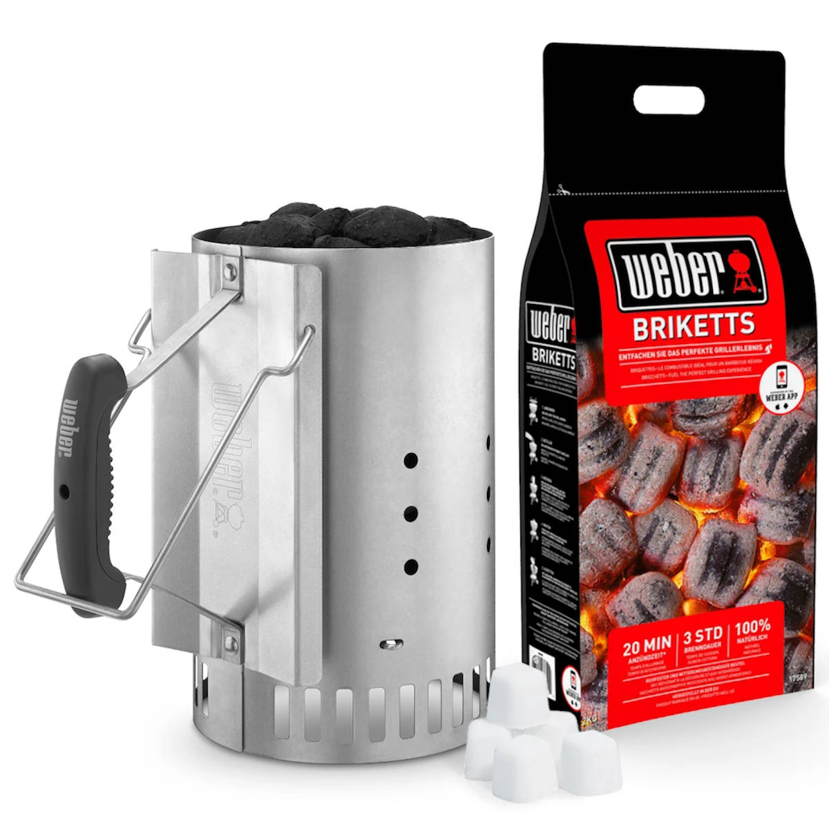 Weber Anzünd-Set, Rapidfire Anzündkamin, Briketts & Anzündwürfel 3 Weber Anzünd-Set, Rapidfire Anzündkamin, Briketts & Anzündwürfel